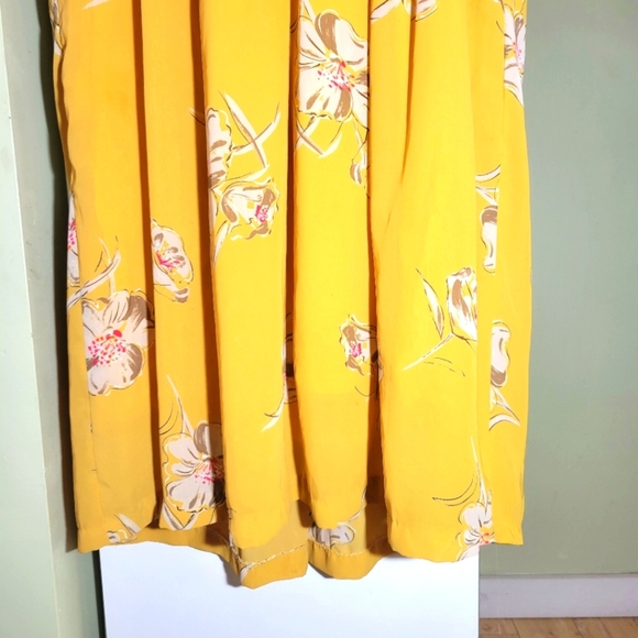 Vintage Mustard Yellow Floral Sheer Midi Dress Small Medium - Picture 10 of 12